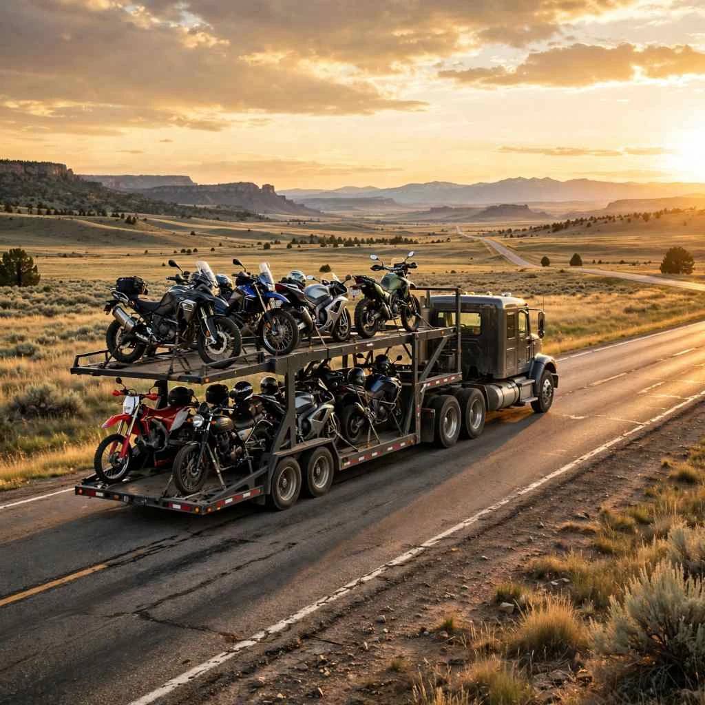Multiple Motorcycles On Transport Carrier