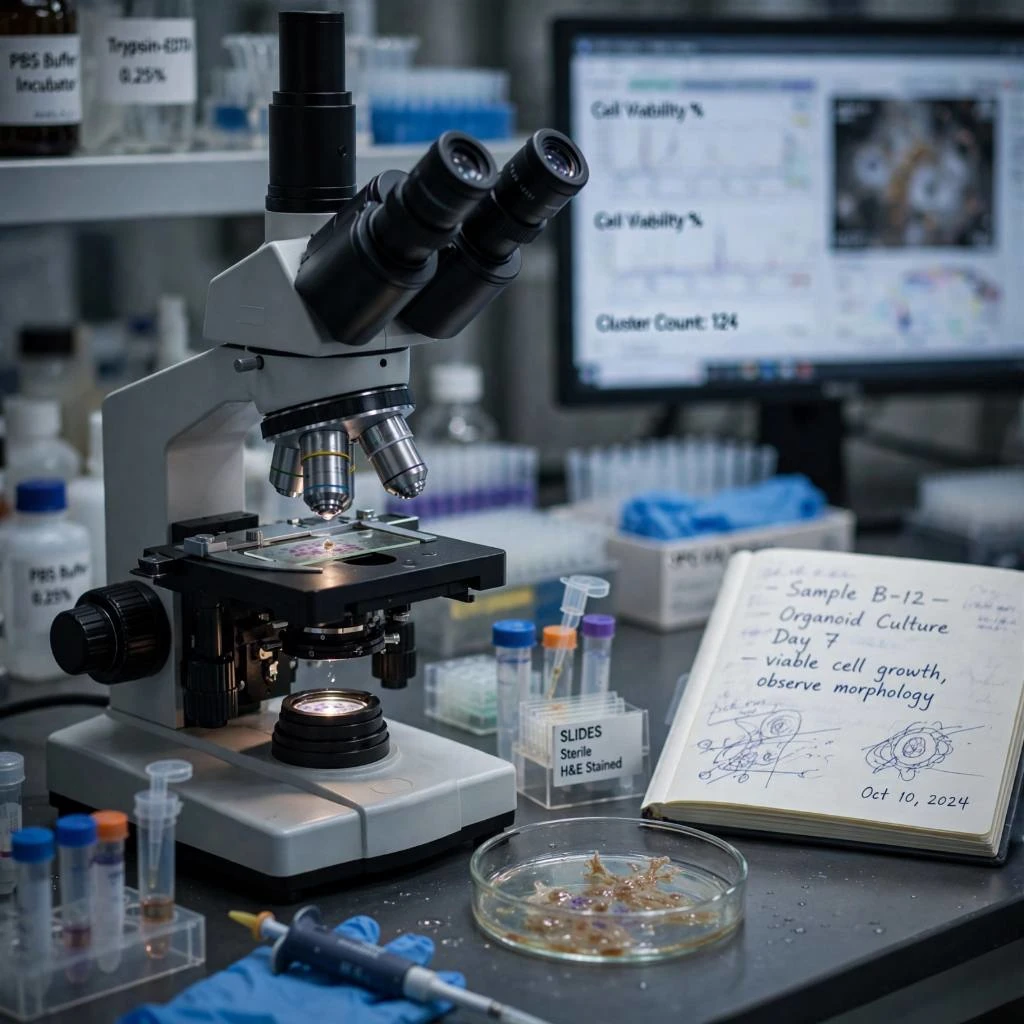 Microscope Analyzing Cell Viability For Biomedical Research