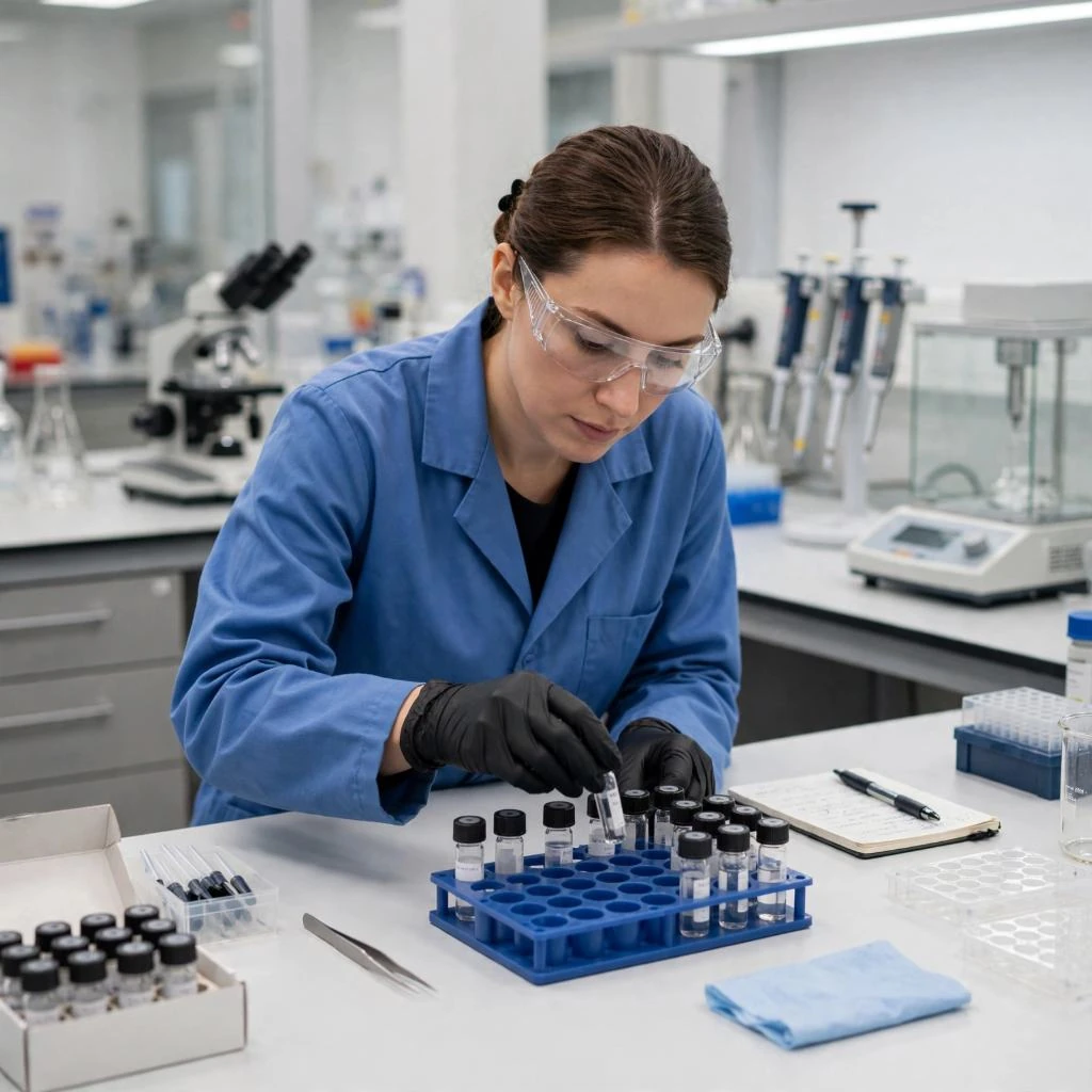 Lab Technician Organizing Research Peptide Samples